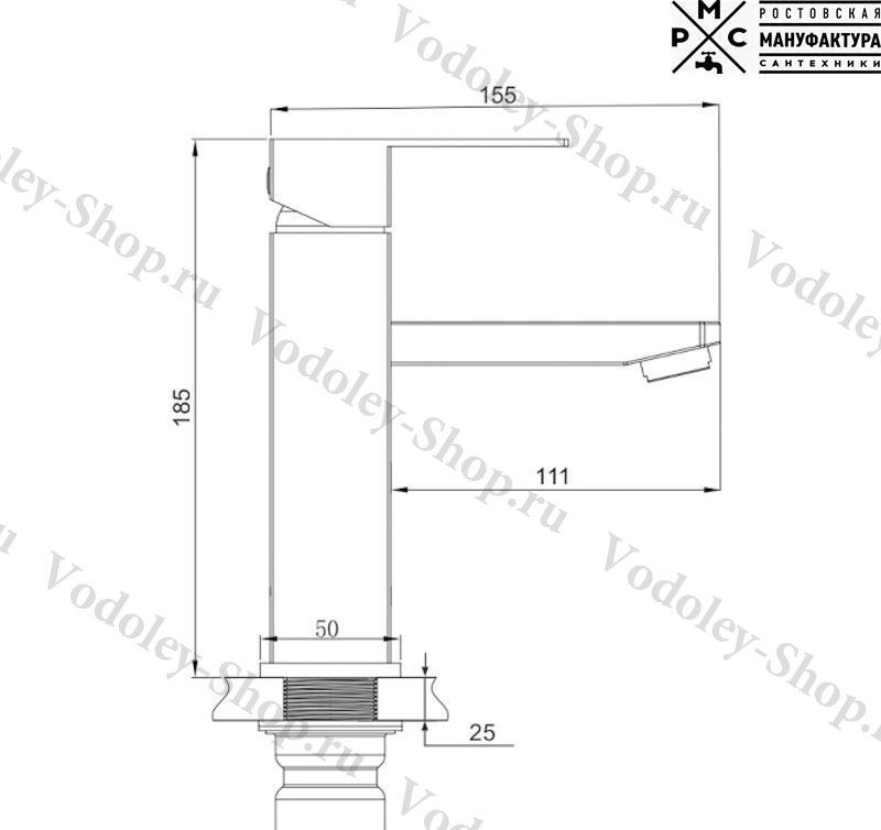 Смеситель для раковины РМС SUS125BL-001F Нерж. сталь